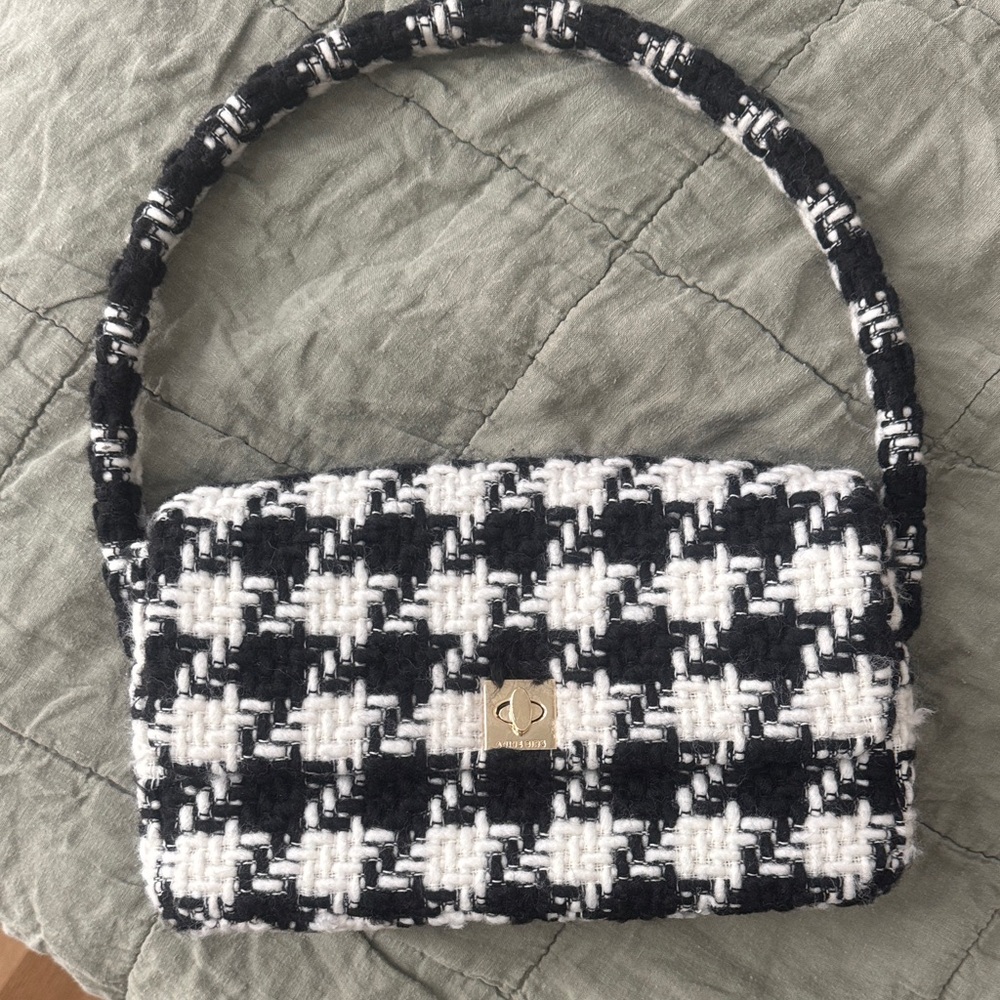 Anine Bing Nico Black and White Tweed Handbag